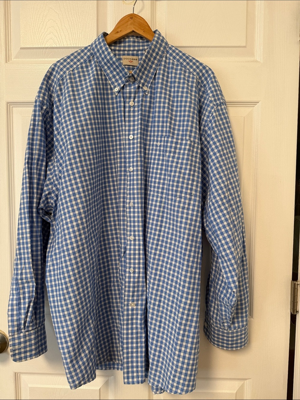 Dockers Blue and White Gingham Button-Down Shirt